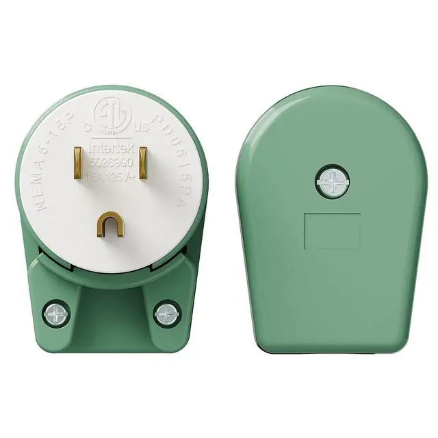 Alt view image 6 of 7 - Nema 5-15P 90 Degree Plug, Plugrand ETL Listed 15A 125V Angled Plug | ETL Verified Right Angle 3 Prong DIY AC Plugs, USA 3-Prong Household Right Angle AC Plugs, Green