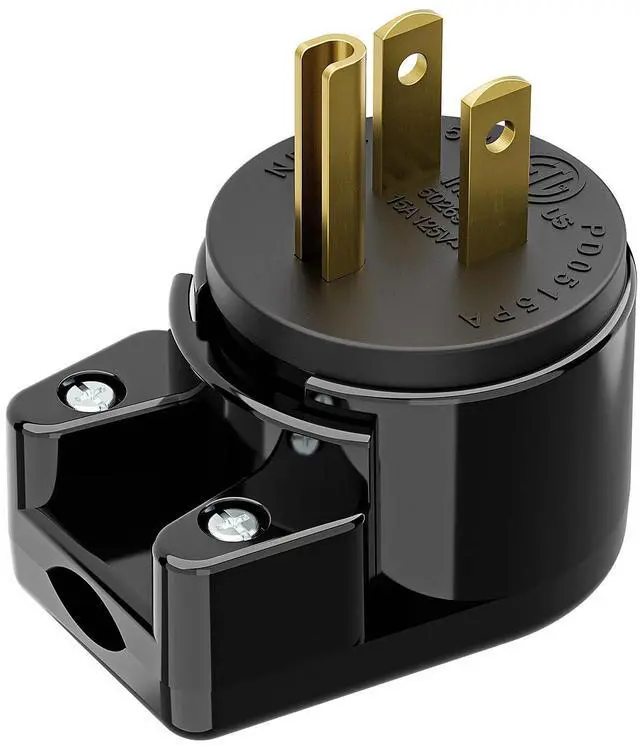 Main image of Nema 5-15P 90 Degree Plug, Plugrand ETL Listed 15A 125V Industrial Plug | ETL Verified Right Angle Adjustable Nema 5-15P DIY AC Plug, USA 3-Prong Household Right Angle AC Plug, Black