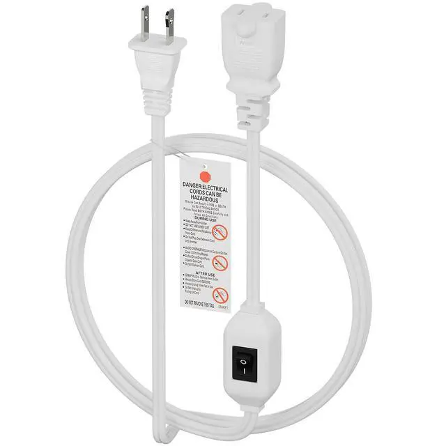 Alt view image 6 of 7 - 6FT On Off Switch Extension Cord, Plugrand 2-Prong Polarized Extension Cord with On-Off Inline Switch 12A 125V for Your Chargers/Lamp/Power Adapters Etc, 16AWG Cord White