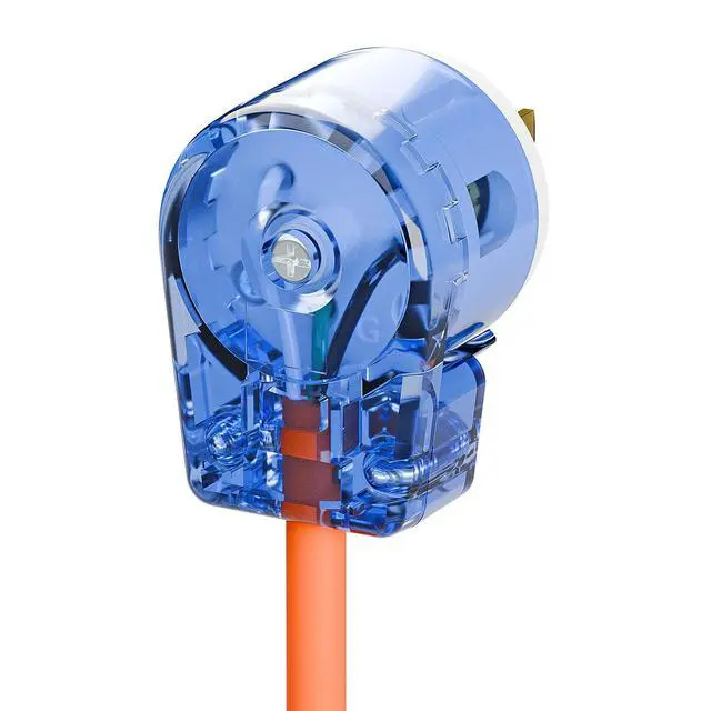 Alt view image 5 of 7 - Nema 5-15P Plug, Plugrand 90 Degree Right Angle Plug 15A 125V Angled Plug | ETL Verified Nema 5-15P DIY AC Plug, USA 3-Prong Household Right Angle AC Plug, Transparent Blue
