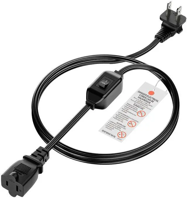 Main image of 6FT On Off Switch Extension Cord, Right Angle 2 Prong Polarized Power Cord | Extension Cord with On-Off Inline Switch 12A 125V for your Chargers/Lamp/Power Adapters etc, 16AWG Cord