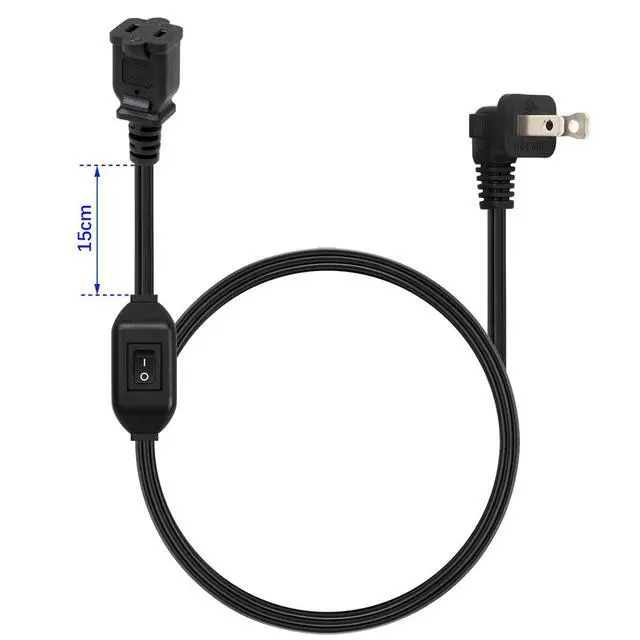 Alt view image 6 of 7 - 6FT On Off Switch Extension Cord, Right Angle 2 Prong Polarized Power Cord | Extension Cord with On-Off Inline Switch 12A 125V for your Chargers/Lamp/Power Adapters etc, 16AWG Cord