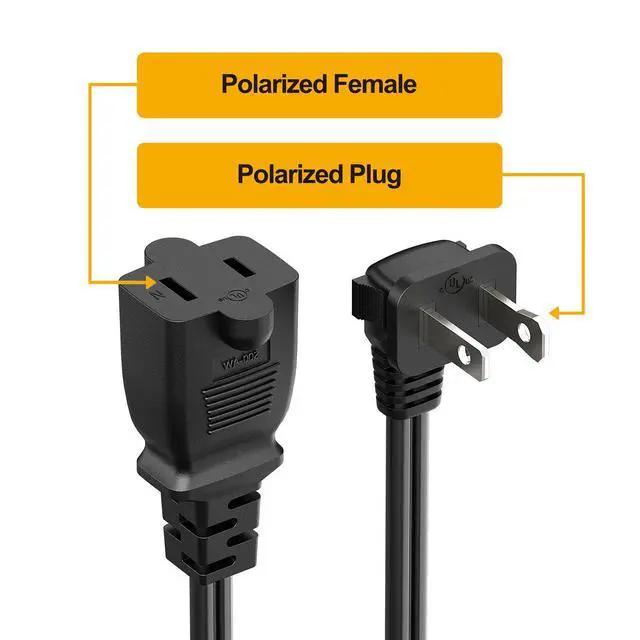 Alt view image 5 of 7 - 6FT On Off Switch Extension Cord, Right Angle 2 Prong Polarized Power Cord | Extension Cord with On-Off Inline Switch 12A 125V for your Chargers/Lamp/Power Adapters etc, 16AWG Cord