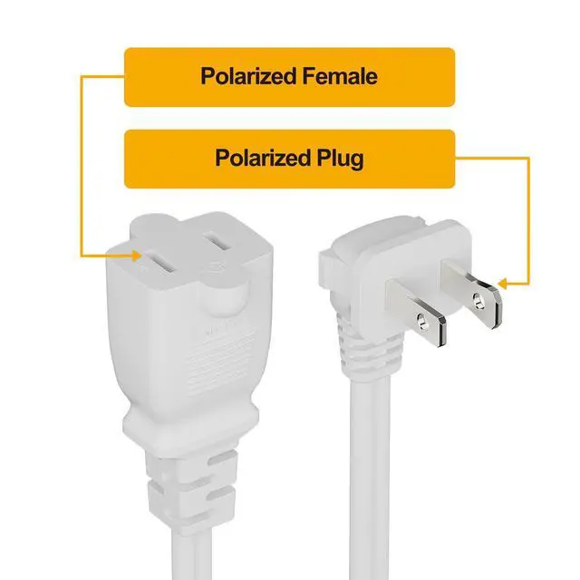 Alt view image 3 of 7 - 6FT On Off Switch Extension Cord, Plugrand Angled 2Prong Polarized Cord | Switch Cord with On-Off Inline Switch 12A 125V for Your Chargers/Lamp/Power Adapters, 16AWG Cord, White