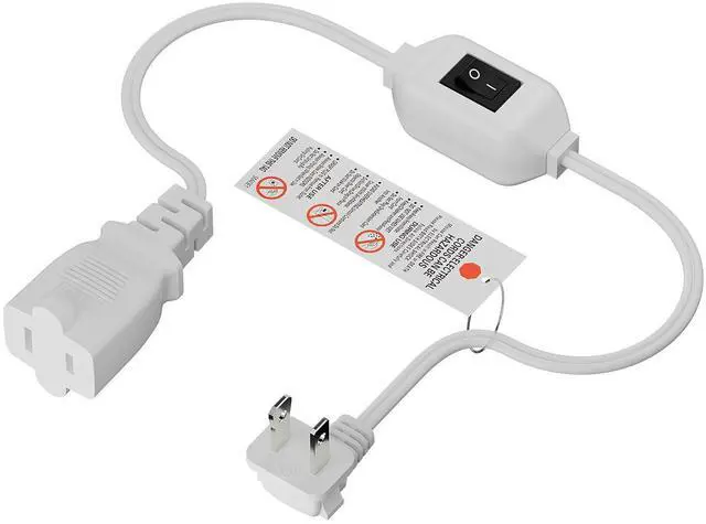 Main image of 2FT On Off Switch Extension Cord, Plugrand Angled 2Prong Polarized Cord | Extension Cord with On-Off Inline Switch 12A 125V for Your Chargers/Lamp/Power Adapters, 16AWG Cord, White