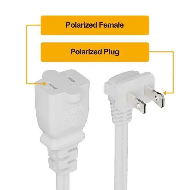 Alt view image 5 of 7 - 2FT On Off Switch Extension Cord, Plugrand Angled 2Prong Polarized Cord | Extension Cord with On-Off Inline Switch 12A 125V for Your Chargers/Lamp/Power Adapters, 16AWG Cord, White