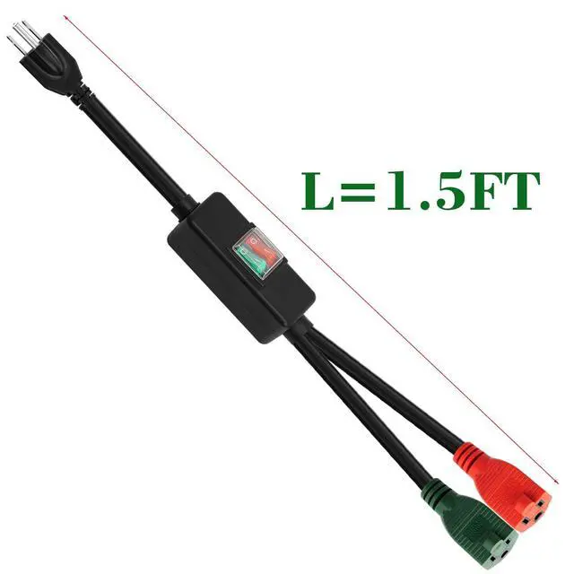 Alt view image 4 of 4 - 3 Prong Outdoor Waterproof Extension Switch Cord, Plugrand On/Off Cord | SJTW 14AWG 3C IP57 Waterproof, 15A 125V Heavy Duty Inline Switch, 1.5FT