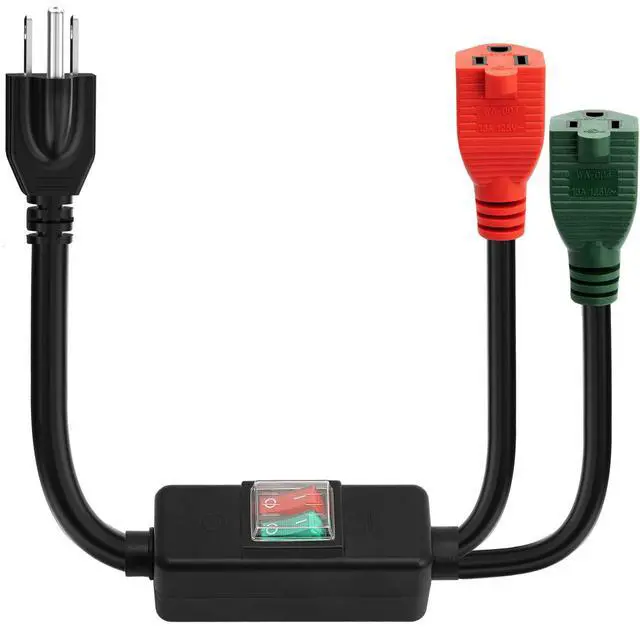 Alt view image 2 of 4 - 3 Prong Outdoor Waterproof Extension Switch Cord, Plugrand On/Off Cord | SJTW 14AWG 3C IP57 Waterproof, 15A 125V Heavy Duty Inline Switch, 1.5FT