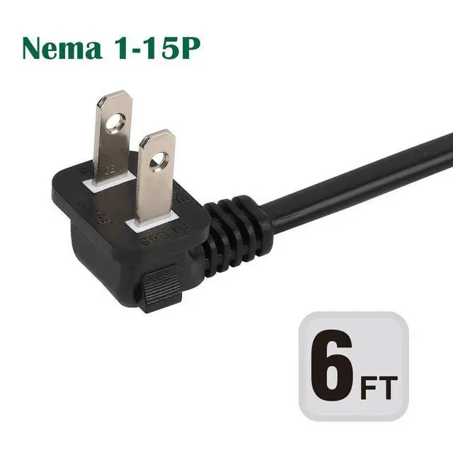 Alt view image 2 of 4 - 6FT TV Power Cord Right Angle US 2 Prong to IEC 320 C7(Figure 8) Right Angle-Down Angle AC Power Cord, Upward Downward Angled Figure 8 (C7) Replacement Cord for LED LCD TV Monitor Etc