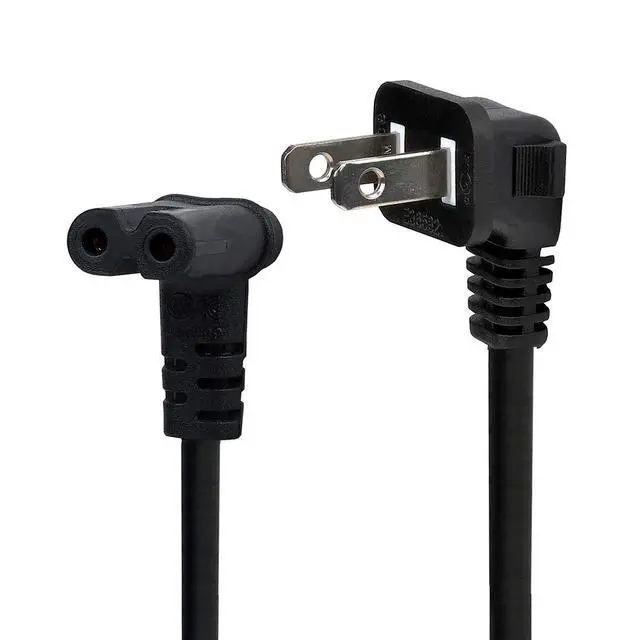 Alt view image 4 of 4 - 6FT TV Power Cord Right Angle US 2 Prong to IEC 320 C7(Figure 8) Right Angle-Down Angle AC Power Cord, Upward Downward Angled Figure 8 (C7) Replacement Cord for LED LCD TV Monitor Etc