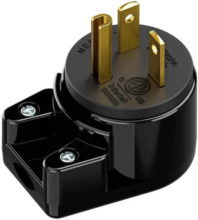 Main image of Nema 5-20P DIY Plug, Plugrand ETL Listed 12-Directions Rotatable 20Amp Plug | Rewirable 20A 125V Plug, 90 Degree Right Angle 5-20P 20A 125V T-Blade USA Canada 3-Prong Male Angled, Black