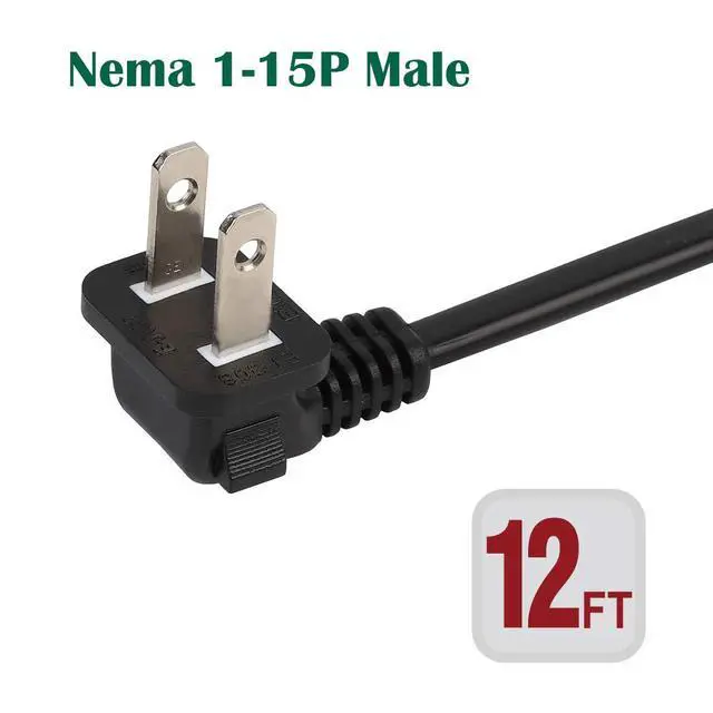 Alt view image 2 of 4 - 12FT TV Power Cord Right Angle US 2 Prong to IEC 320 C7(Figure 8) Cord | Right Angle-Down Angle AC Power Cord, Upward Downward Angled Figure 8 (C7)Replacement Cord for LED LCD TV Monitor