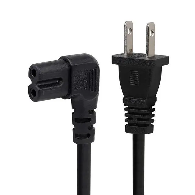Alt view image 4 of 4 - 6FT TV Power Cord 2-Prong Figure 8 Power Cord Angled L-Type IEC C7 (Figure 8) Replacement Power Cord for LCD LED Mornitor, IEC C7 to Nema 1-15P
