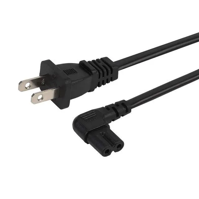 Alt view image 5 of 5 - 12FT TV Power Cord, Plugrand 2 Prong Figure 8 Power Cable for Samsung LG TCL Sony TVs, 90 Degree IEC C7 to NEMA 5-15P Replacement for TV Power Cords