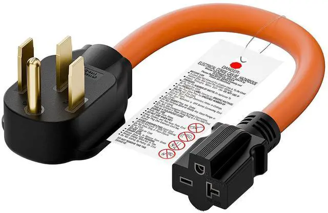 Main image of 1FT STW 10/3 Nema 14-50P 50AMP Plug to 6-20R/6-15R T-Blade Adapter | Heavy Duty 4-Prong 250V Male to 20A 250V 6-20/15R Adapter, 14-50 to 6-20R EV Dryer Adapter