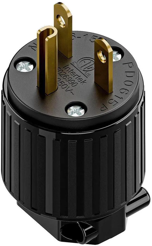 Main image of NEMA 6-15P Male Plug, Plugrand ETL Listed 6-15P 15A 250V Replacement Plug | 15A Straight DIY USA/Canada 3-Prong Male Connector, Household AC Industrial Grade Plugs, Replacement Plug for generatorBlack