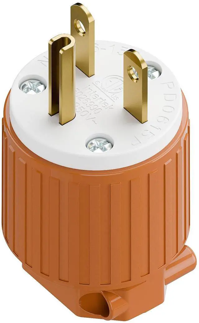 Main image of NEMA 6-15P Male Plug, Plugrand ETL Listed 250V 15A NEMA Straight Blade Plug | 15A Straight DIY Male USA/Canada 3-Prong Connector, 15A/250V Plug Household AC Industrial Grade Plugs, Orange
