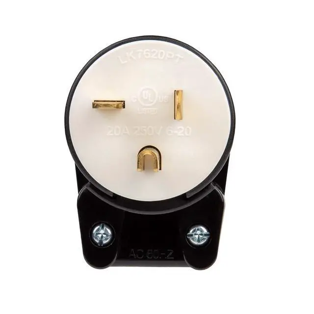 Alt view image 2 of 4 - 90 Degree Right Angle Nema 6-20P 20A 250V Plug T-Blade Industrial Plug, Easy Assembly 20Amp 250Volt USA Canada 3-Prong Male Angled 20A Plugs, 12-Directions Rotatable 6-20P,