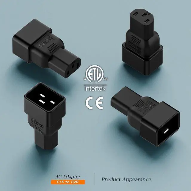 Alt view image 3 of 6 - (2PACK) C20 to C13 Power Adapter, C13 to C20 Plug Adapter, WA-0088 15A 125V AC Adapter ETL Verified Adapters for UPS/PDU Etc.