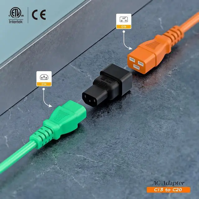 Alt view image 5 of 6 - (2PACK) C20 to C13 Power Adapter, C13 to C20 Plug Adapter, WA-0088 15A 125V AC Adapter ETL Verified Adapters for UPS/PDU Etc.