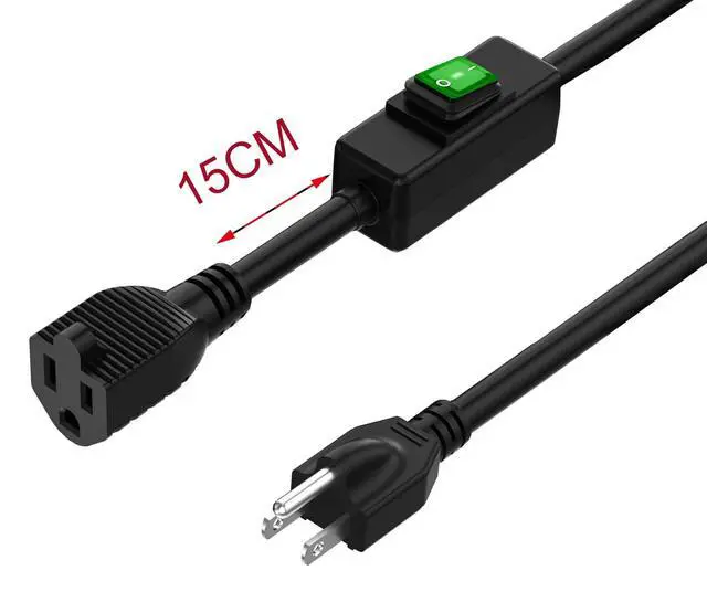 Alt view image 3 of 4 - 3 Prong Outdoor Waterproof Extension Switch Cord, 3FT | in-Line On/Off Switch Extension Cord, SJTW, 14AWG, IP57 Waterproof, Max.20A 125V Heavy Duty Inline Switch Cable, 3 FT