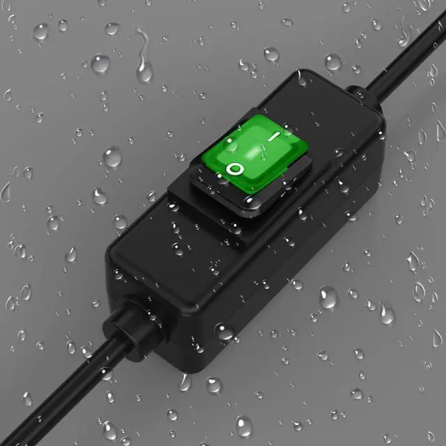 Alt view image 3 of 6 - 15FT 3-Prong Outdoor Waterproof Extension On/Off Switch Long Cord | IP57 Waterproof, SJTW, 14AWG, in-Line Switch Extension Cord Max.20A 125V, Heavy Duty Inline Switch Cable, Black