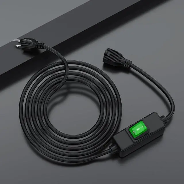 Alt view image 6 of 6 - 15FT 3-Prong Outdoor Waterproof Extension On/Off Switch Long Cord | IP57 Waterproof, SJTW, 14AWG, in-Line Switch Extension Cord Max.20A 125V, Heavy Duty Inline Switch Cable, Black