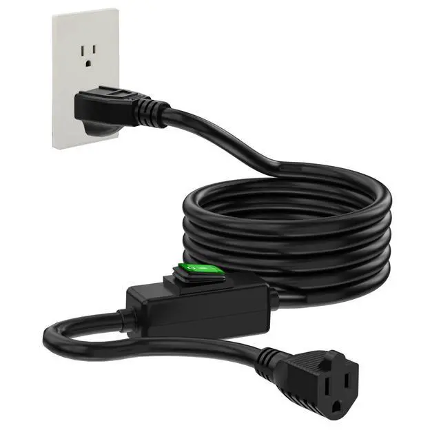 Alt view image 4 of 6 - 15FT 3-Prong Outdoor Waterproof Extension On/Off Switch Long Cord | IP57 Waterproof, SJTW, 14AWG, in-Line Switch Extension Cord Max.20A 125V, Heavy Duty Inline Switch Cable, Black