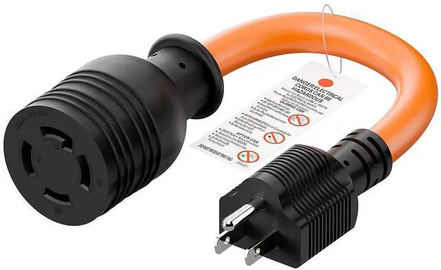 Main image of Nema 5-15P to L14-30R Adapter Cord, Plugrand Heavy Duty SJTW 10AWG Cord | Generator 15Amp to Household L14-30 30Amp Inlet Power Adapter Cord, Length=24cm