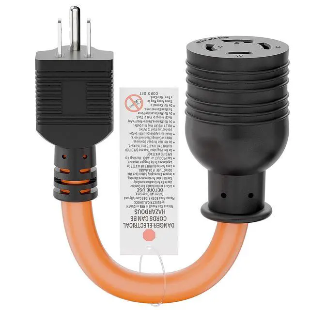 Alt view image 5 of 7 - Nema 5-15P to L14-30R Adapter Cord, Plugrand Heavy Duty SJTW 10AWG Cord | Generator 15Amp to Household L14-30 30Amp Inlet Power Adapter Cord, Length=24cm