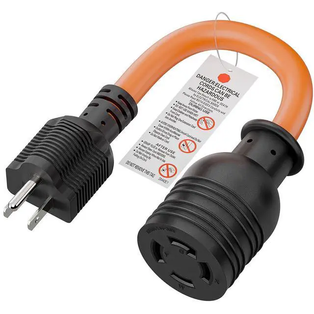 Alt view image 6 of 7 - Nema 5-15P to L14-30R Adapter Cord, Plugrand Heavy Duty SJTW 10AWG Cord | Generator 15Amp to Household L14-30 30Amp Inlet Power Adapter Cord, Length=24cm