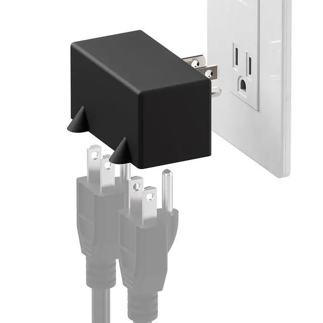 Alt view image 4 of 7 - PA-0508 90 Degree Right Angled USA Male-Female Power Adapter, 5-15P to 2 * 5-15R Direction Changer Space Save Adapter Black