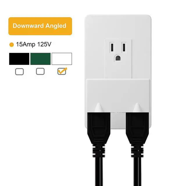 Alt view image 3 of 7 - PA-0508W 90 Degree Right Angled USA Male-Female Power Adapter, 5-15P to 2 * 5-15R Direction Changer Space Save Adapter White