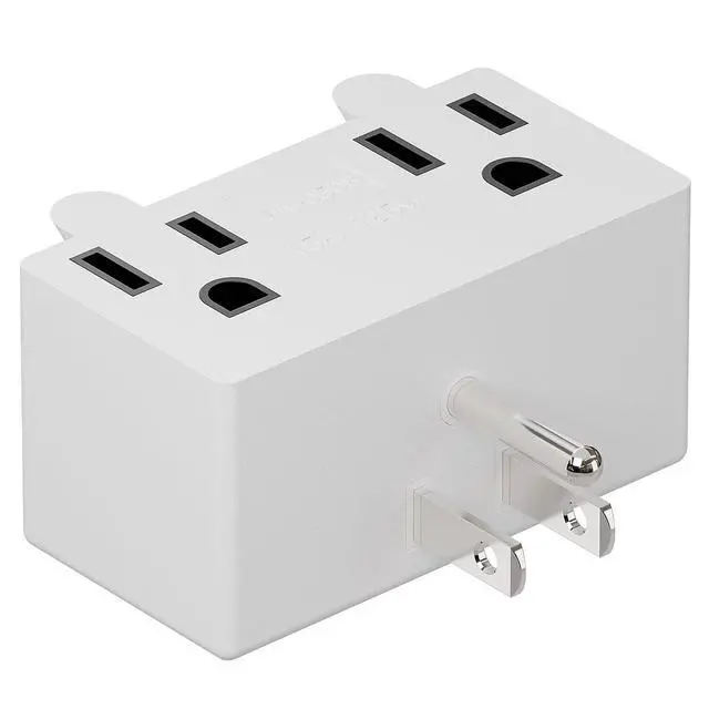 Alt view image 5 of 7 - PA-0508W 90 Degree Right Angled USA Male-Female Power Adapter, 5-15P to 2 * 5-15R Direction Changer Space Save Adapter White