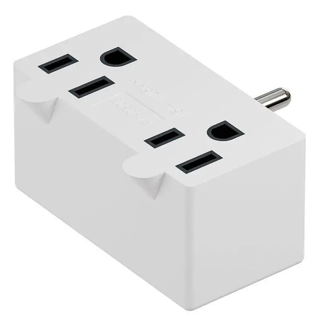 Alt view image 6 of 7 - PA-0508W 90 Degree Right Angled USA Male-Female Power Adapter, 5-15P to 2 * 5-15R Direction Changer Space Save Adapter White