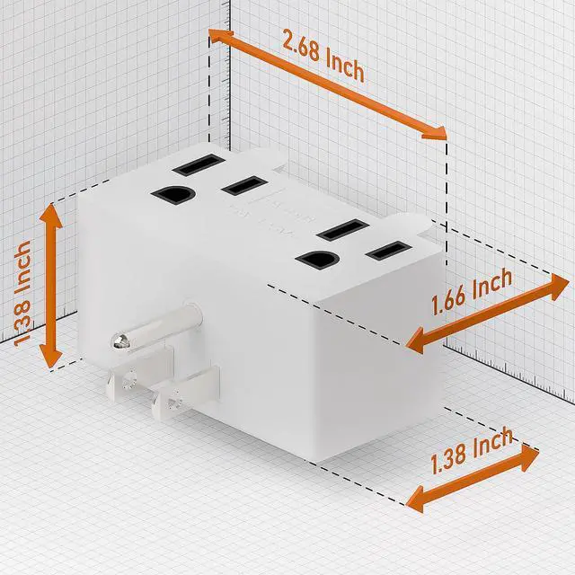 Alt view image 2 of 7 - PA-0508W 90 Degree Right Angled USA Male-Female Power Adapter, 5-15P to 2 * 5-15R Direction Changer Space Save Adapter White