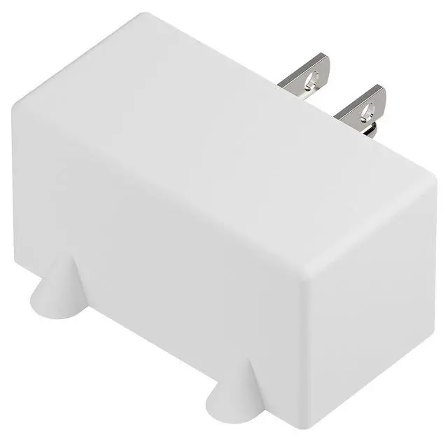 Alt view image 7 of 7 - PA-0508W 90 Degree Right Angled USA Male-Female Power Adapter, 5-15P to 2 * 5-15R Direction Changer Space Save Adapter White