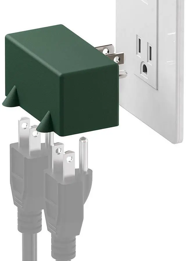 Alt view image 4 of 7 - NEMA 5-15P to Dual 5-15R Adapter, Plugrand 90 Degree Downward Angled NEMA 5-15P Male to Female Adapter, Angled USA Power Adapter, 3 Prong Direction Changer Space Save Plug Green PA-0508G