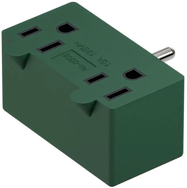 Alt view image 6 of 7 - NEMA 5-15P to Dual 5-15R Adapter, Plugrand 90 Degree Downward Angled NEMA 5-15P Male to Female Adapter, Angled USA Power Adapter, 3 Prong Direction Changer Space Save Plug Green PA-0508G