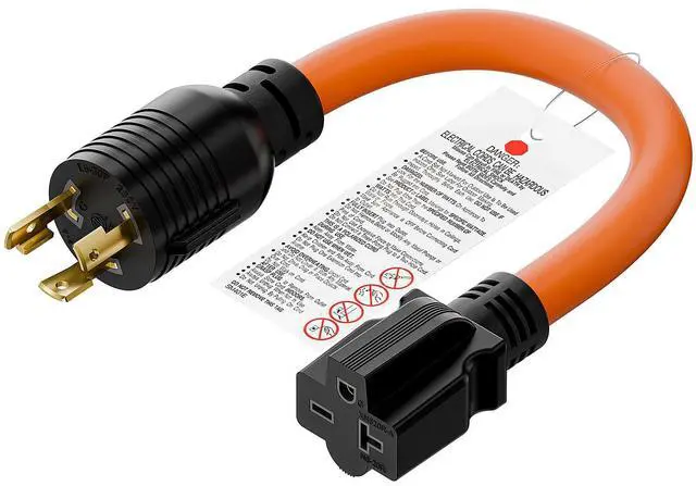 Main image of 1FT Nema L6-30P 30-Amp Twist Locking Plug Male to 6-20R T-Blade Adapter | STW 12-AWG 30A Generator 250V to 20A 250V 6-20/15R Adapter, L6-30 to 6-20R (6-15) Adapter