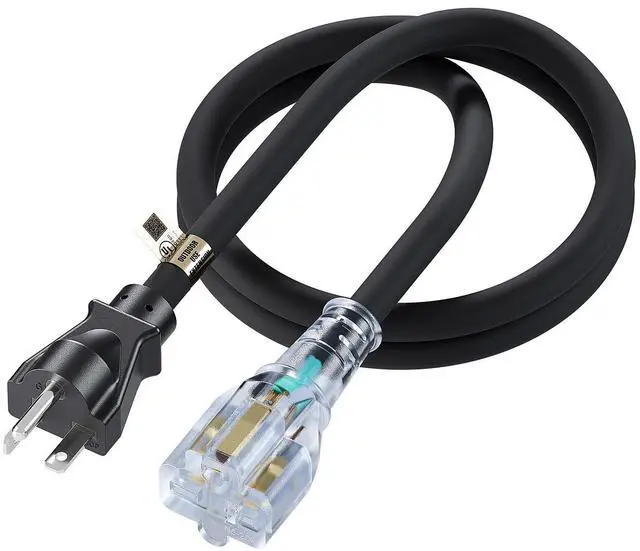 Main image of 6FT Nema 6-20P to 6-20R/6-15R Extension Cord, Plugrand Nema 6-20P Cord | Heavy Duty 20 Amp 250 Volt 12AWG Extension Cable, Nema 6-20R T-Blade Cord with Red Indicator Light for Air Conditioner, Black