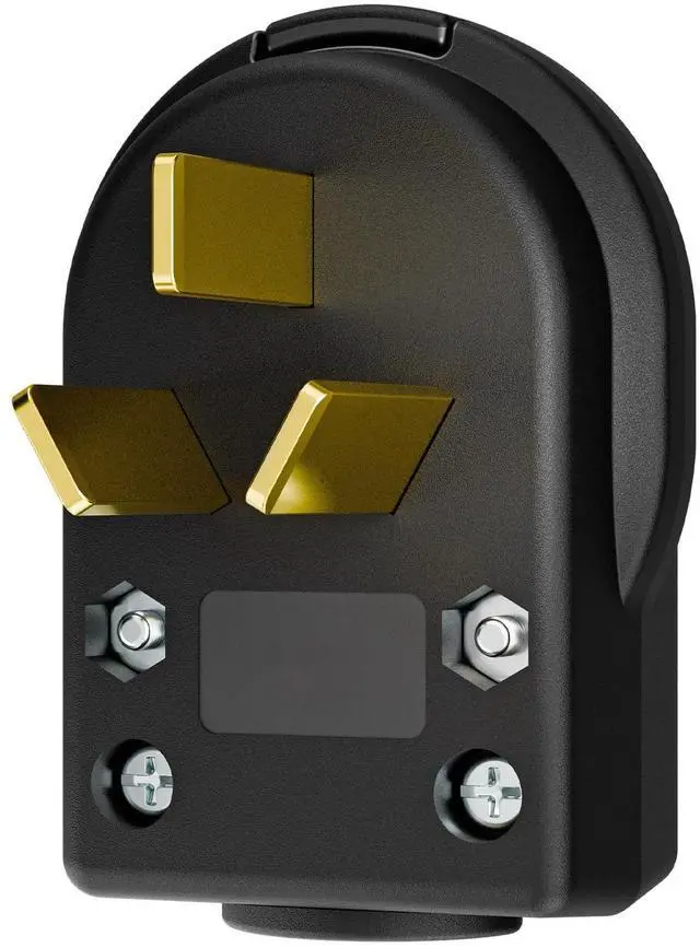 Main image of Nema 10-50P Plug, Plugrand ETL Listed 50 Amp 125/250 Volt Angle Plug | 3 Pole 3 Wire Grounding Straight Blade for Dryers and Ranges, Works with Cable OD Max. 1.0 Inch