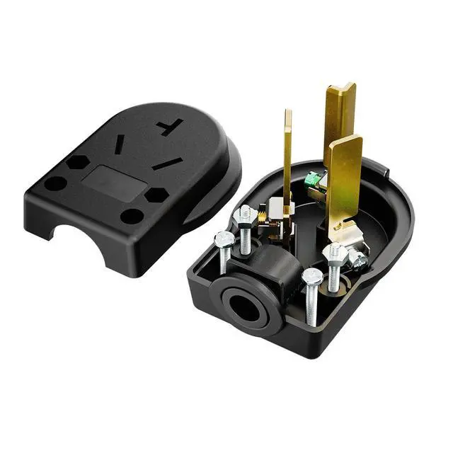 Alt view image 3 of 7 - Nema 10-50P Plug, Plugrand ETL Listed 50 Amp 125/250 Volt Angle Plug | 3 Pole 3 Wire Grounding Straight Blade for Dryers and Ranges, Works with Cable OD Max. 1.0 Inch