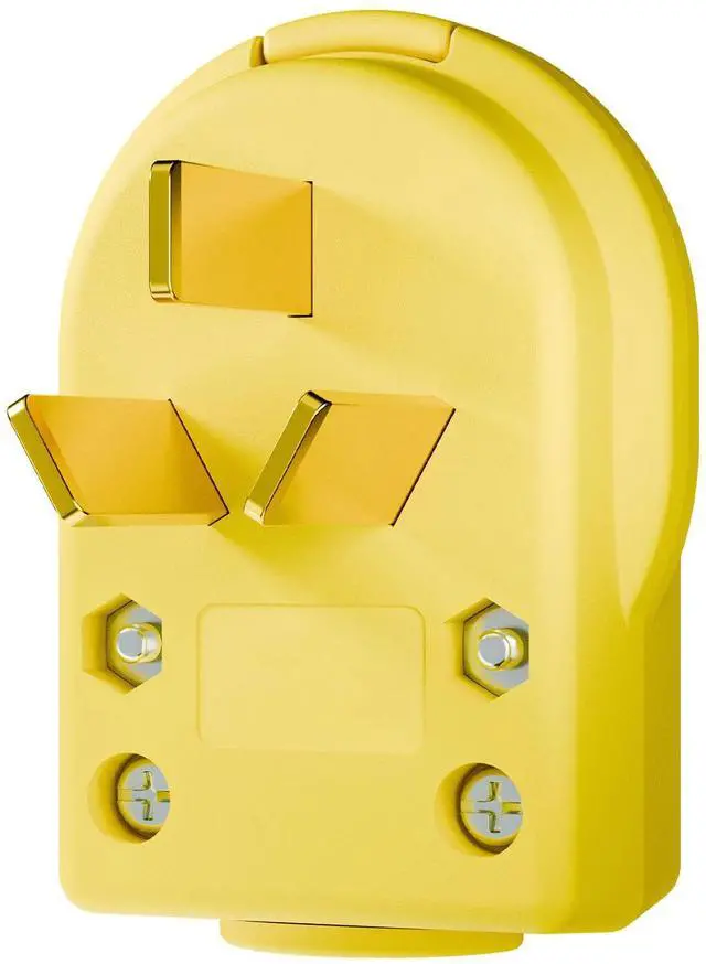 Main image of Nema 10-50P 50 Amp 125/250 Volt Angle Plug, 3 Pole 3 Wire Grounding Straight Blade for Dyers and Ranges, Works with Cable OD Max. 1.0 Inch Yellow
