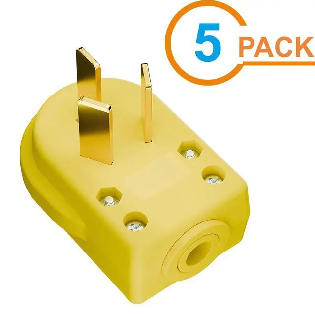 Alt view image 2 of 7 - Nema 50 Amp 125/250 Volt Angle Plug, 3 Pole 3 Wire Grounding Straight Blade Plug for Dyers and Ranges, Works with Cable OD Max. 1.0 Inch Yellow