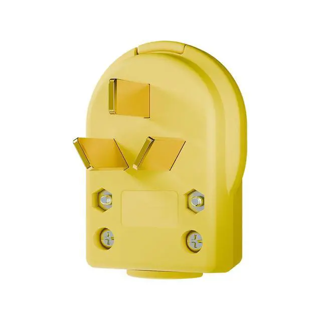 Alt view image 6 of 7 - Nema 50 Amp 125/250 Volt Angle Plug, 3 Pole 3 Wire Grounding Straight Blade Plug for Dyers and Ranges, Works with Cable OD Max. 1.0 Inch Yellow