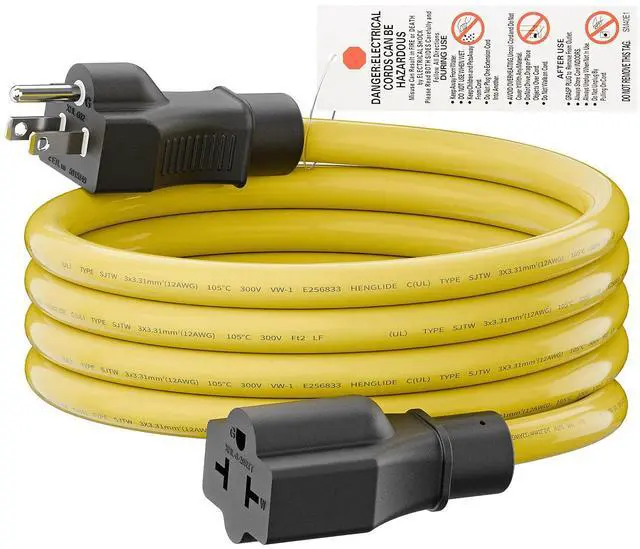 Main image of 15 Amp Household AC Plug to 20 Amp T Blade Adapter Cable, 6FT | NEMA 5-15P to 5-15R, 5-20R, 6-15R, 5-15P to 6-20R, 4 in 1 12AWG AC Adapter Cable, 6FT