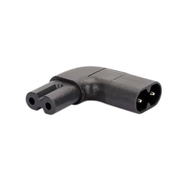 Alt view image 2 of 2 - IEC320 C7 to C8 Right Angle AC Adapter, IEC 320 C7-C8 90 Degree Vertical Left Right Angle Power Adapter, Figure 8 Male to Female Angle AC Converter, Black Color