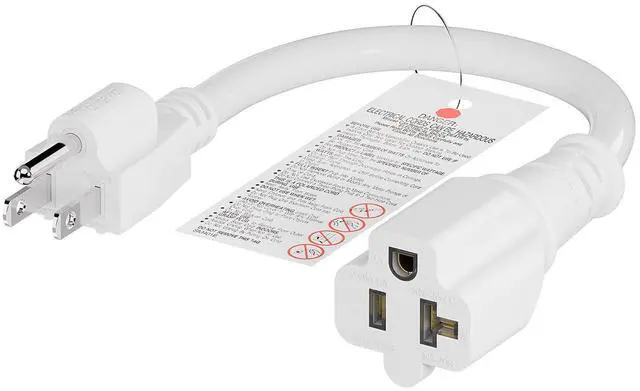 Main image of 1FT 15 Amp Household AC Plug to 20 Amp T Blade Adapter Cable, Plugrand 14AWG 1-Foot 15 Amp to 20 Amp Plug Adapter Cord, Nema 5-15P to 5-15R/5-20R 20Amp Comb AC Power Cord, White
