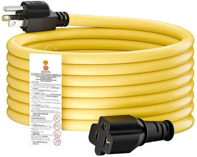 Main image of 15-Feet 15 Amp Household AC Plug to 20 Amp T Blade Adapter Cable, Plugrand 14AWG 15 Amp to 20 Amp Plug Adapter Cord Nema 5-15P to 5-15R/5-20R 20Amp Comb AC Power Cord, Yellow